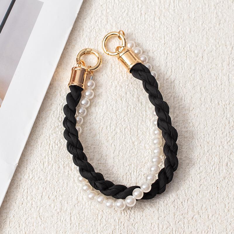 Douyin-Style Pearl Phone Lanyard with Silk Scarf Strap & Pendant