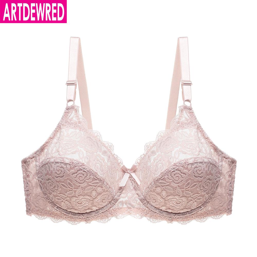 Artdewred Sexy Plus Size Bra Push Up Brassiere Lace Bra Large Thin Lingerie Deep V Bras For Women
