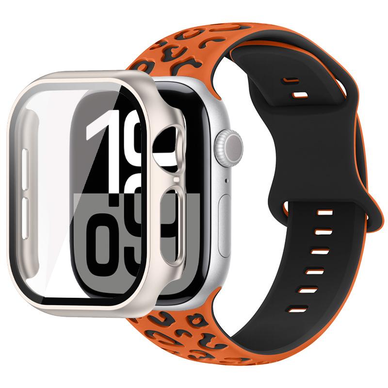 Ремешок-чехол 2в1 для Apple Watch 46 мм 44 мм 41 мм 41 мм 40 мм 38 мм 42 мм Чехол со стеклом для часов+Силиконовый браслет iwatch Series 11 10 9 8 7 6 5 4 SE3