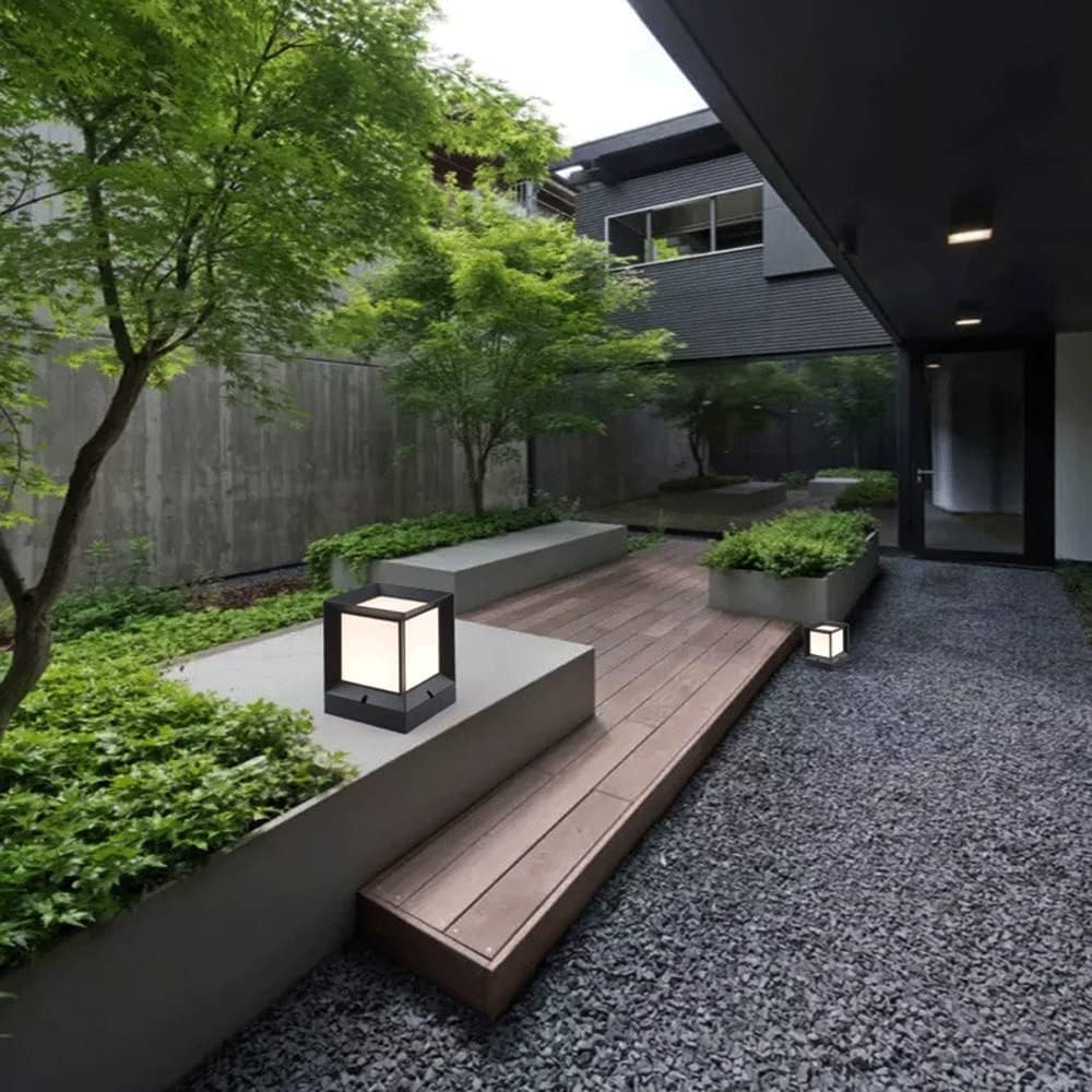 RCIDOS Квадратный акриловый абажур Алюминиевые фонари на столбе 1 лампа IP54 Водонепроницаемые E27 Фонари для забора и столба Наружные Патио Винтажные Фонари на столбе