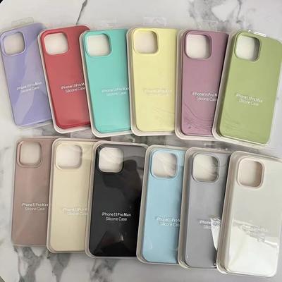 Чехол для телефона из настоящего жидкого силикона с матовой тканевой подкладкой и упаковочной коробкой для iPhone 16 15 14 13 12 11 7 8 с защитой от жира и отпечатков пальцев