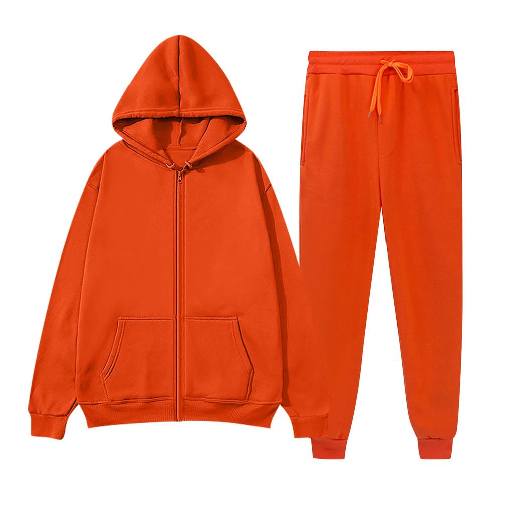 Женский модный повседневный однотонный спортивный комплект Fashion Hugh, кардиган с капюшоном, толстовка + спортивные штаны