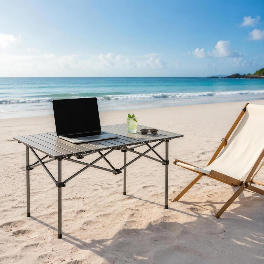Folding Camping Table Metal Frame Portable