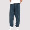 Men Sport Pants Wide Leg Drawstring Elastic Waist Pure Color Sweatpants Full