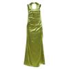 Европейский и американский стиль весна новая женская одежда высокий темперамент квадратный вырез облегающий однотонный без спинки плиссированное платье платье