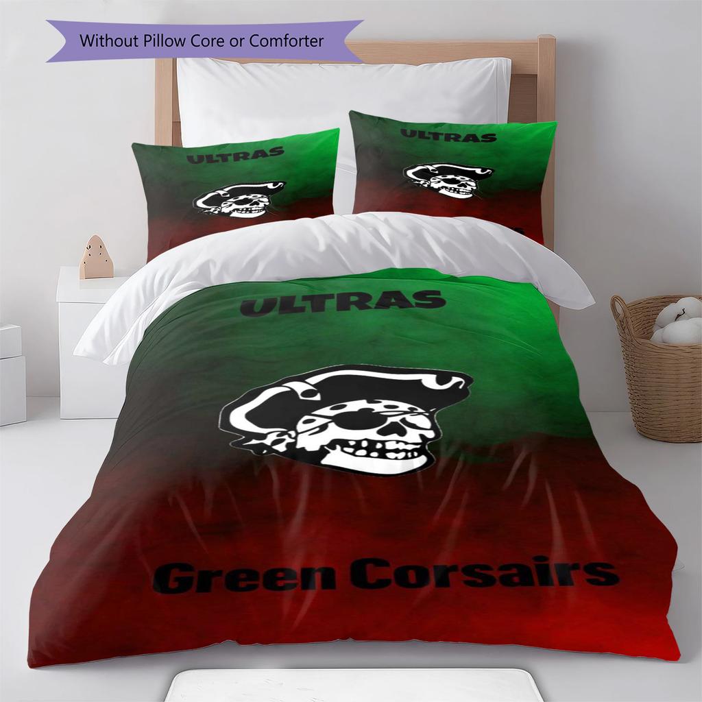Ultras Green Corsairs Pattern Bedding Set Quilt Cover Pillowcase Home Decor Gift (1 * duvet cover + 2 * pillowcase, without core)