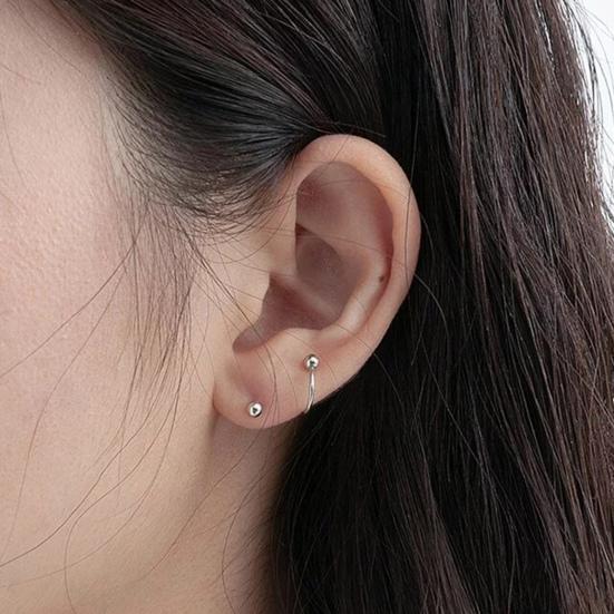 1 Pair Ear Studs Round Beads Five Pointed Star Piercing Mini Cute Gift Hypoallergenic