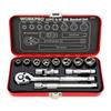 WORKPRO Socket Wrench Set Garage Tool Set Ratchet Wrench Drive Quick Release Ratchet Handle Tool Tool Set 12 Pieces Case 9.5mm (3/8 Inch) [Iron