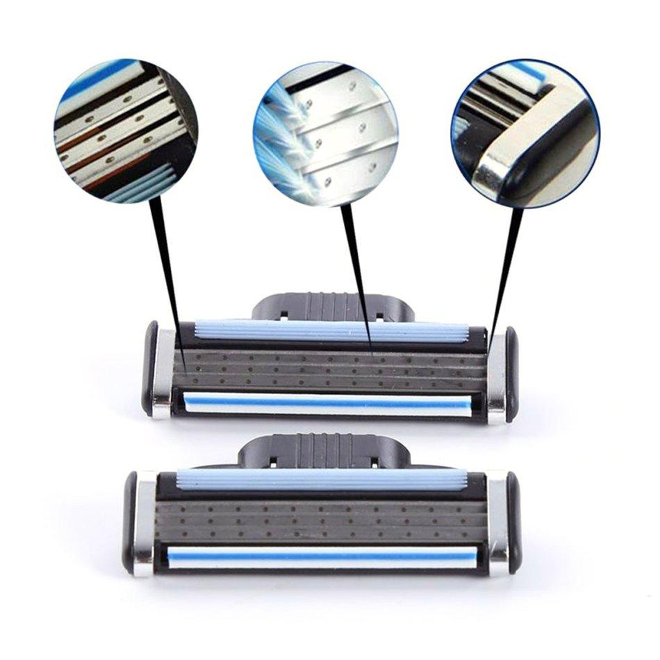 4 шт., трехслойное ручное лезвие для бритвы, сменное лезвие, сменная головка, мужской нож для бороды, бритвенный инструмент для бритья