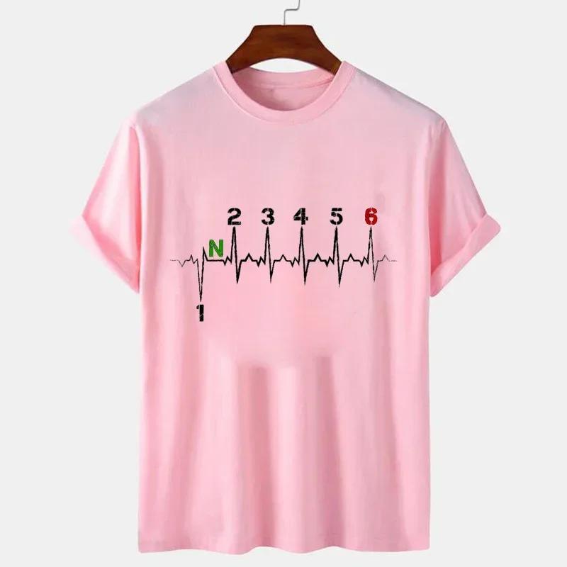 Men Brand T-shirts Motorcycle Gear Shift 1n23456 Heartbeat Ekg Pulse Print T Shirt Men Teeshirt Tshirt Short Sleeve T Shirts Men