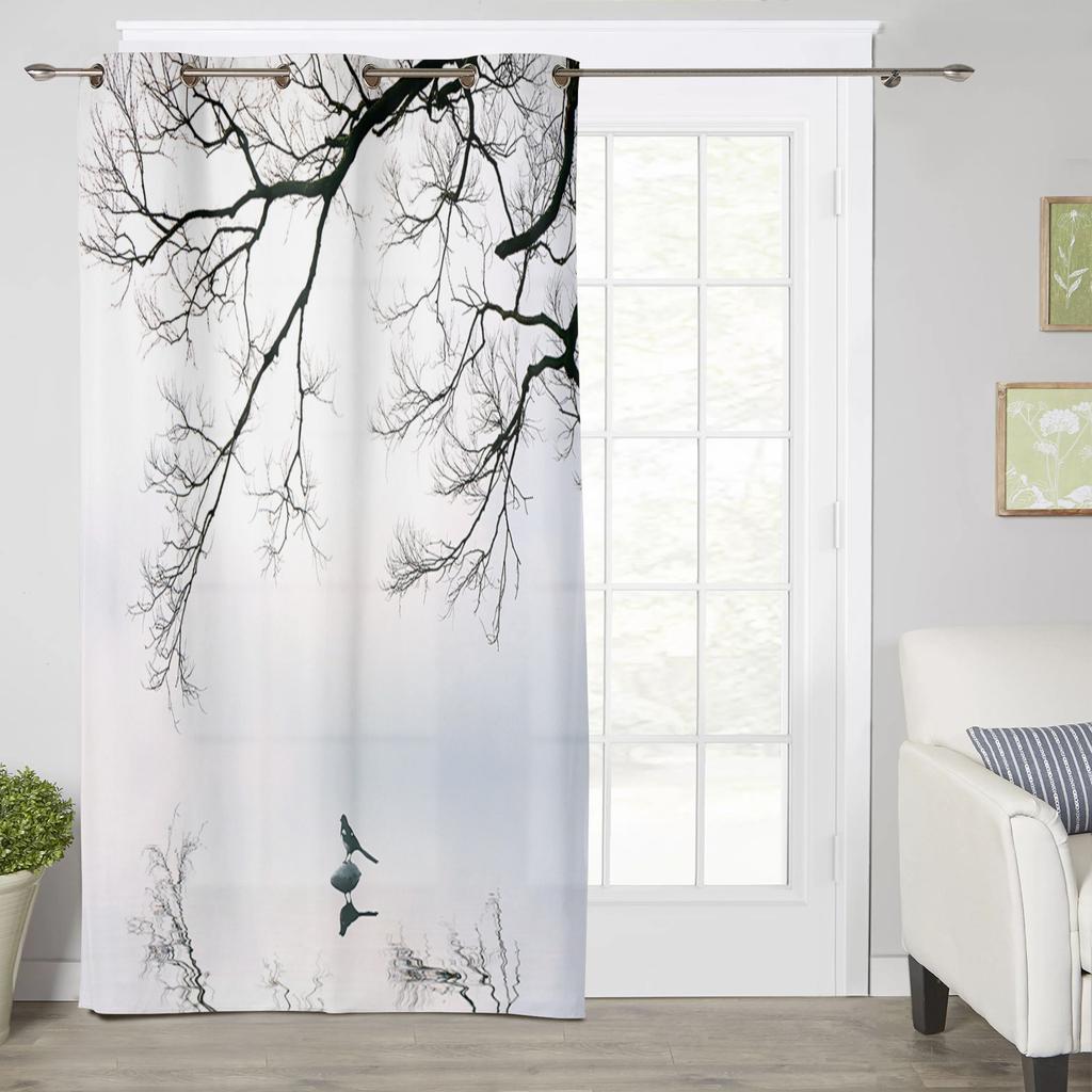 Китайский стиль дерево зимняя птица отражение оконные шторы для гостиной детская спальня балдахин шторы кухонные оконные шторы