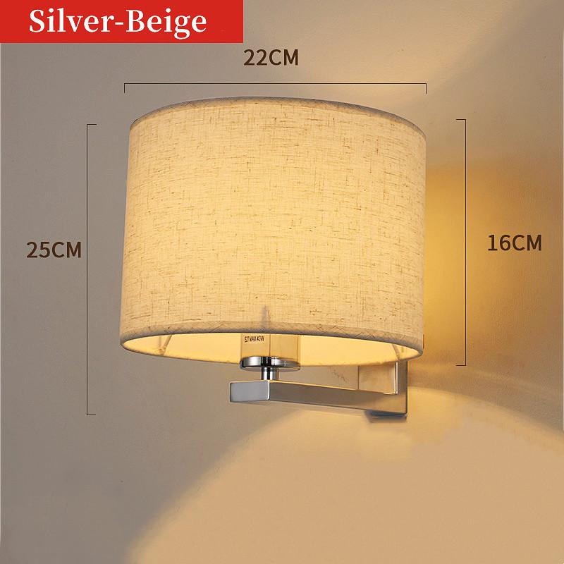 Современный светодиодный настенный светильник с лампой E27, круглая тканевая абажура, настенный бра, освещение для помещений, для отеля, спальни, прикроватной тумбочки, домашнего декора