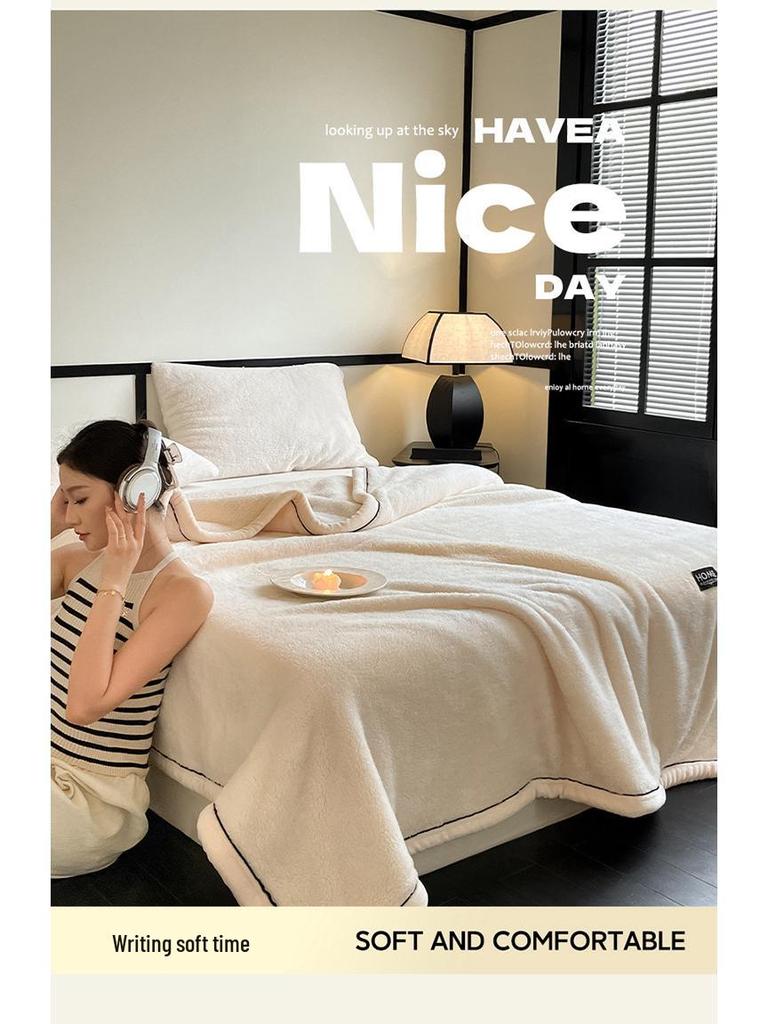 Luxurious Thick Half-Sided Plush Blanket for Autumn & Winter - Perfect for Sofa or Office Naps