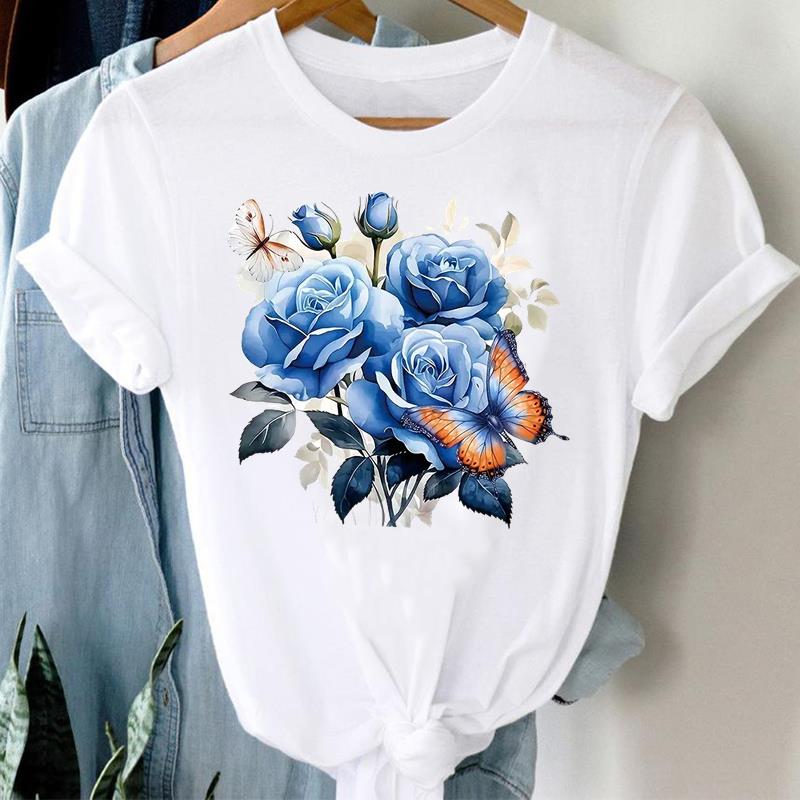 (Азиатский размер) lip стиль 90-х милый принт женская женская футболка верхняя одежда повседневная цветочная мода короткий рукав футболка женская графическая футболка