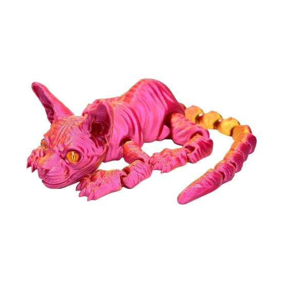 3D-печатная фигурка лысого кота с подвижными суставами Фигурка кошки-сфинкса с шарнирным соединением