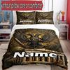 3pcs Duvet Cover Set (1*Duvet Cover + 2*Pillowcase, Without Core), Custom Name AEK Athens FC Pattern Bedding Set, Home Bedroom Decor Gift