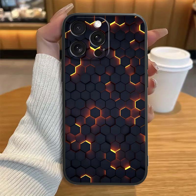 Чехол для телефона с иллюстрацией в стиле Техно-Арт для Apple iPhone 17 16 16E 15 14 13 12 11 Pro Max Plus Черный Мягкий Силикон
