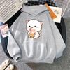 Толстовка с капюшоном Peach and Goma для женщин Harajuku Cute Kawaii Cat Boba Milk Tea Hoodies Unisex Autumn Winter Funny Graphic Hooded Hooded Hoody