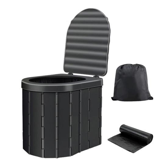 Портативный складной туалет для взрослых с крышкой, 20 мешков для мусора, прочный, для кемпинга, пешего туризма, путешествий на автофургоне, для автомобильных поездок, многофункциональный складной горшок