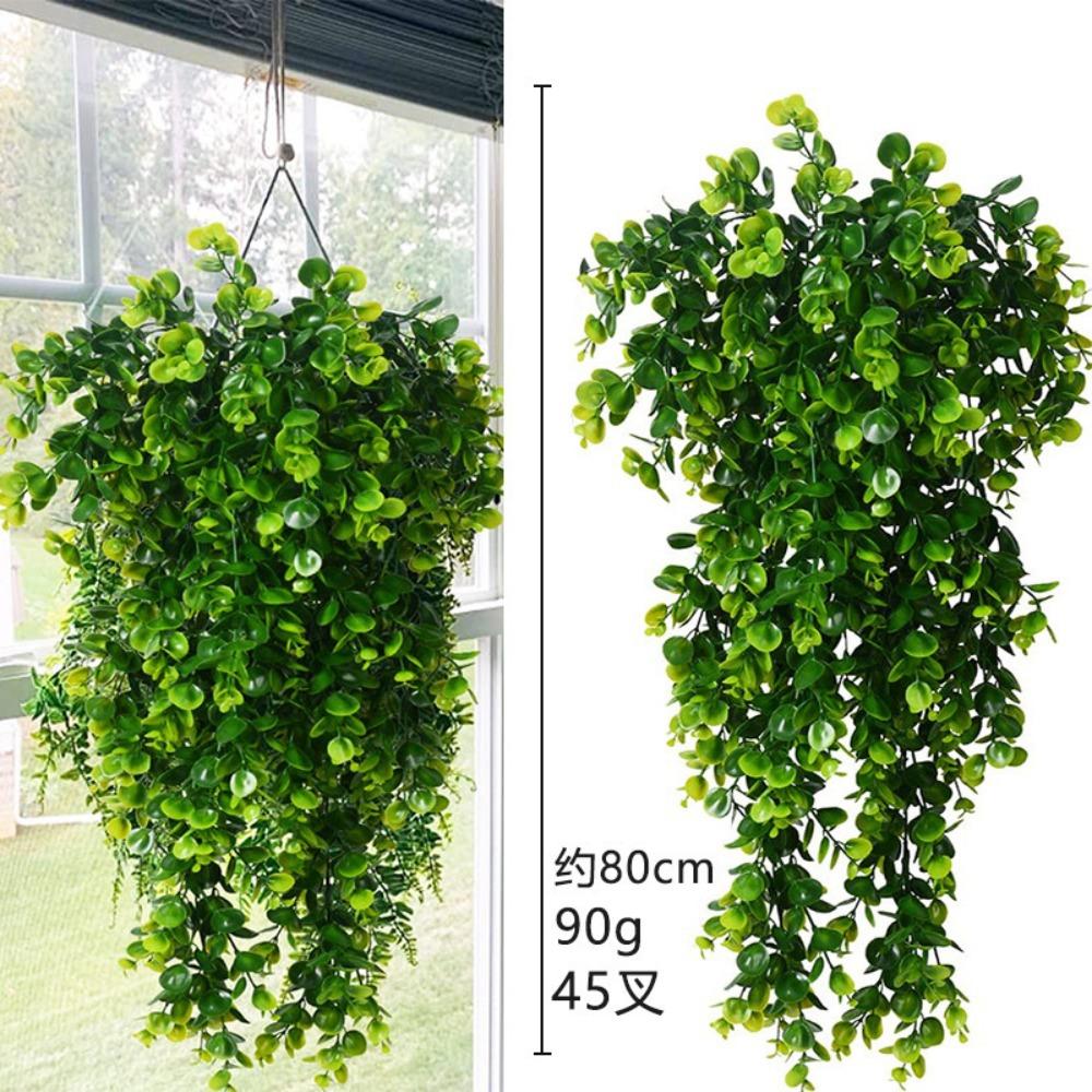Artificial 5Forks Rattan Eucalyptus Wall Hanging Simulation Greenery Fake Hanging Plants Vine Diy Home Outdoor Decor Plant