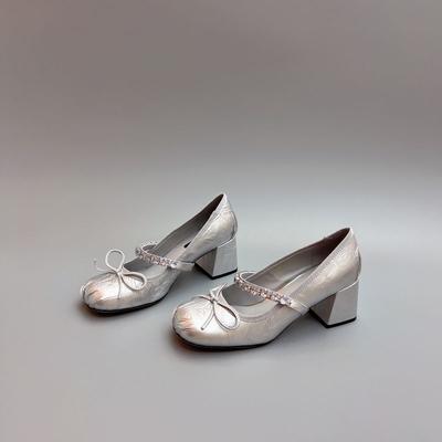 Модные женские туфли-лодочки с бантом, серебряные кристаллы, вечерние женские туфли, мокасины, бриллианты, стразы, корейский стиль, распродажа, популярные в отпуске