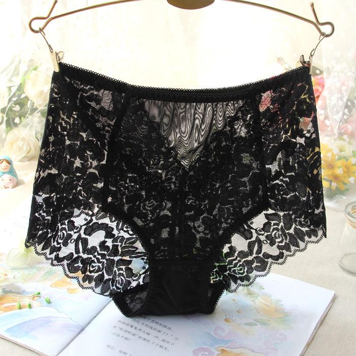 Ladies Mesh Panties High-waist Seamless Lace Underwear Briefs Transparent Silk Women Cotton Health Knickers Lingerie XXXL