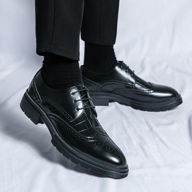 Новые мужские туфли Blok, британские остроносые резные кожаные туфли, деловая одежда, корейская версия, дышащие