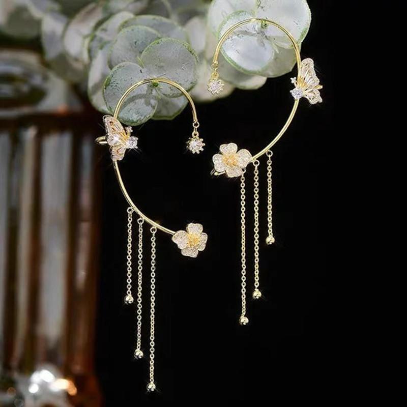 Fashion Butterfly Earrings Hanging Female Temperament High No Ear Hole Earrings Design Earrings