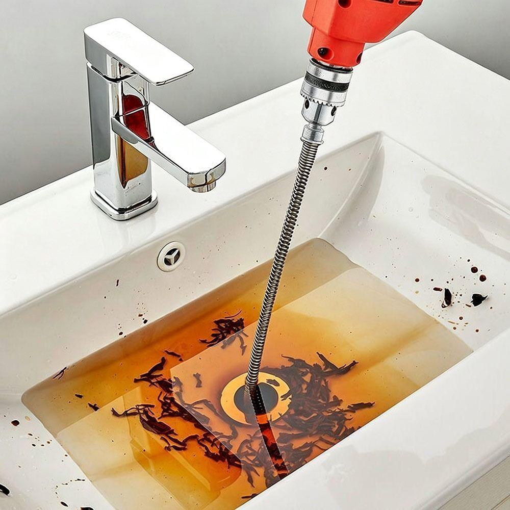 Steel Plumbing Snake Drill Powered Pipe Cleaning Cable New Drain Snake Kitchen Pipe Cleaning