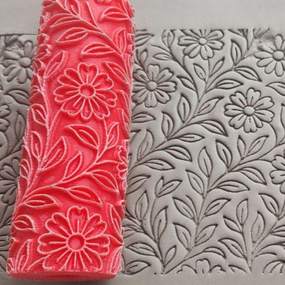Daisy Flower Pattern Clay Roller Versatile Reliefs Tool Creative Embossed Rod  Art Craft