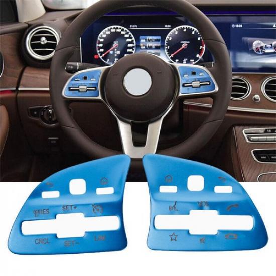 Fit For Benz GLB W247 - Aluminum Blue Steering Wheel Button Cover Trim
