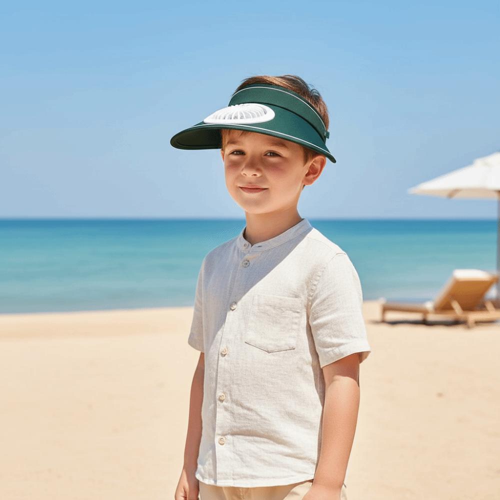 Long-lasting Empty Top Fan Hat Adjustable Children Visor Cap Rechargeable Fan Hat Summer