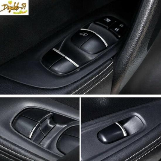 Chrome Car Window Lift Button Trim Cover Bezels For Nissan Rogue Sport 2017-