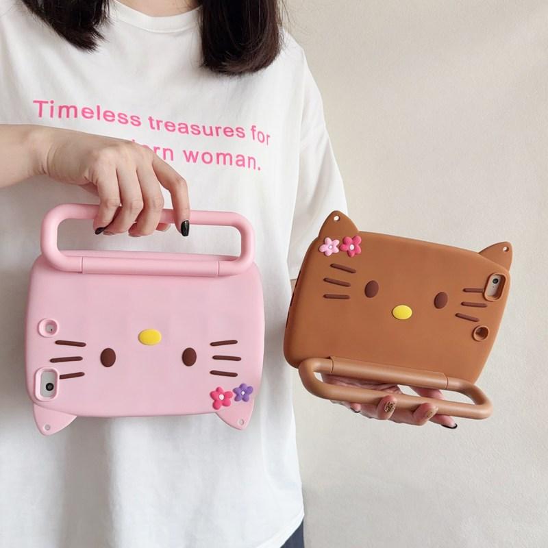 3D Cartoon Flower Cat holder Tablet Case For Samsung Galaxy Tab A7 Lite 8.7 A9 A11 Plus 11 T290 T295 A 8.0in Soft Silicone Cover For iPad Pro Air