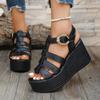 Fashion Summer Ankle Buckle Women Wedge Sandals Patchwork Platform Sandals Breathable Comfort Non-slip Soft Sole Gladiator Shoes Women