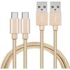 USB-C Cable for Xiaomi Mi 11 - Mi 11 LITE - Mi 11 LITE 5G - USB-C Type C Charger Cable Gold Braided Nylon 1 Meter [PACK OF 2] Phonillico®