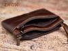 Мини-портмоне из натуральной кожи, маленький кошелек для мужчин и женщин, коричневый, винтажный, Повседневный, маленькая сумка для кредитных карт, карман на молнии, сумка для ключей NASVA