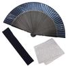 Fan Fan Set with Cool Blue [Osaka Choseido] Fan, Men's, Fashionable, Business, Bag, Holder, Handkerchief,