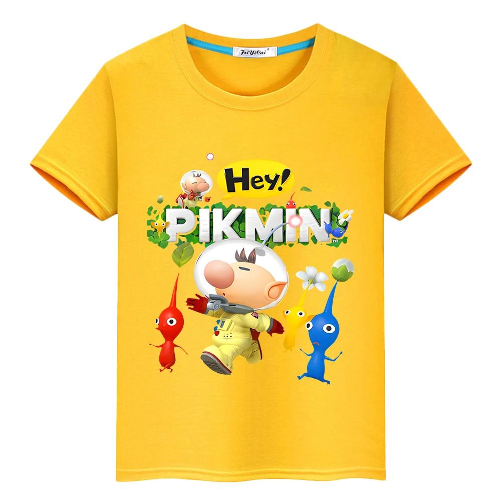 Pikmin Cartoon Printed Pure Cotton Casual Short Sleeved T-shirt for Boys and Girls