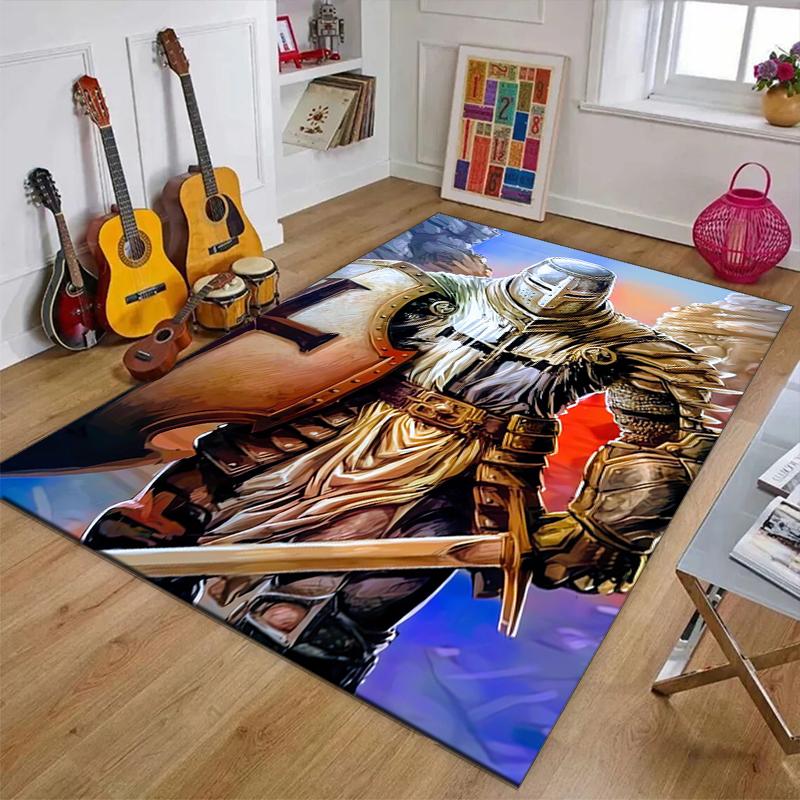 Cross Templars Knight Polyester Carpet, Soft Indoor Mat for Office Chair, Living Room, Computer Desk - Decorative Home Office Rug Design