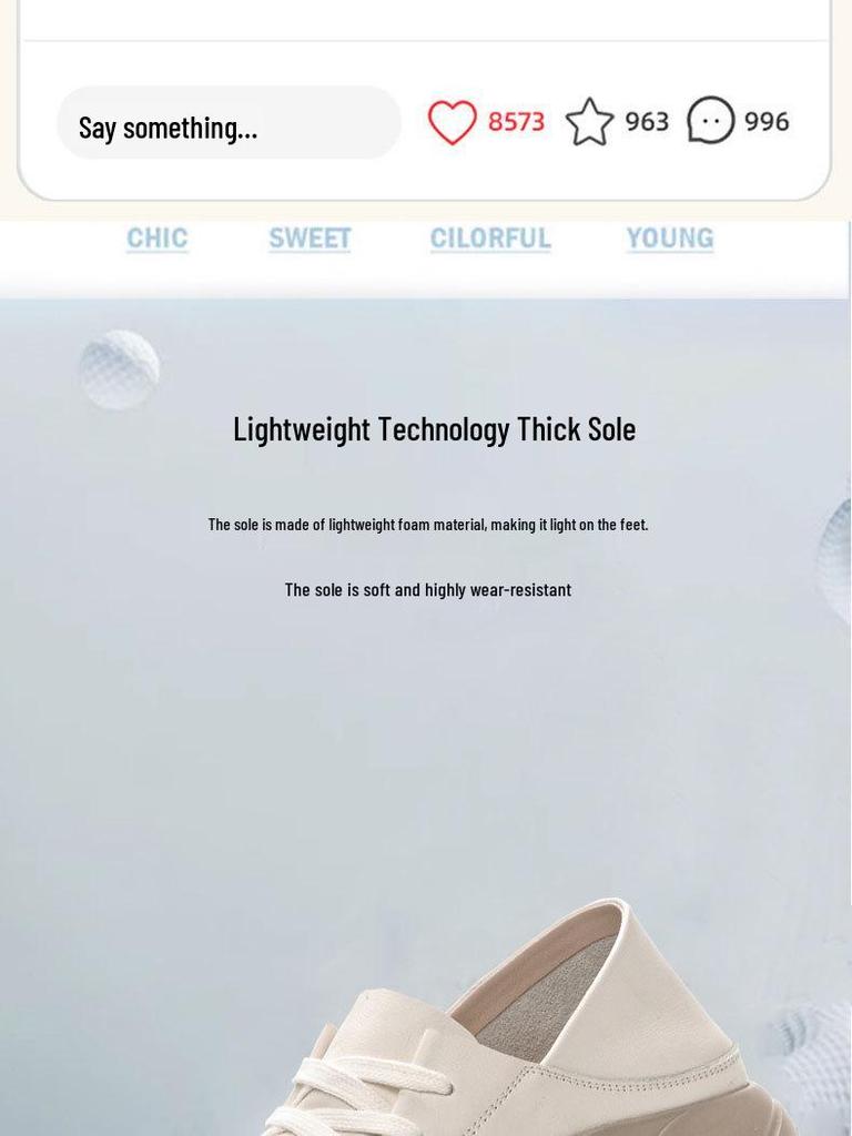 Meilaide 2025 Women's Spring Soft Leather White Lace-Up Casual Thick-Soled Round Toe Shoes