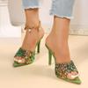 Sequin Slip Flops  Summer New Style Thin Heeled High Heeled Outwear Fashion Sandals Women's Shoes 9.5CM
