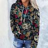 Vintage Printed Hooded Sweatshirt Sportwear Coat for Women 3D Pocket Hoodies Autumn Women's Pullovers