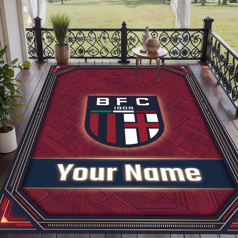 Custom Text Printed Rug Bologna FC Non Slip Floor Carpet For Home Room Decor