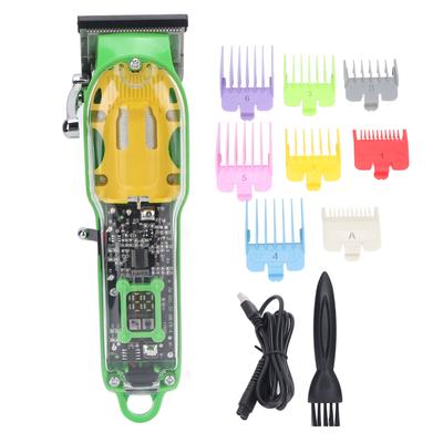 Электрическая машинка для стрижки волос 8 направляющих гребней USB перезаряжаемый профессиональный триммер для волос прозрачный зеленый