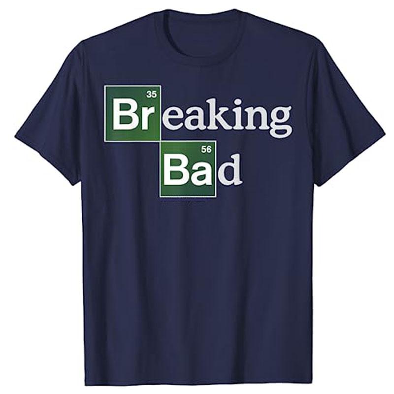 Breaking Bad Periodic Square T-Shirt I Am The One Who Knocks Blue Hue Portrait Tee Funny Heisenberg Desert Horizon Outline Tops