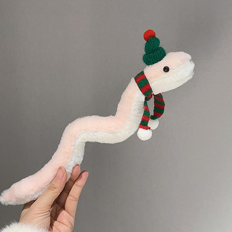 Cute Creative Snake Plush Toy Cartoon Small Pink Snake Soft Stuffed Doll Wristband Room Ornament Year Mascot Decoration Gift