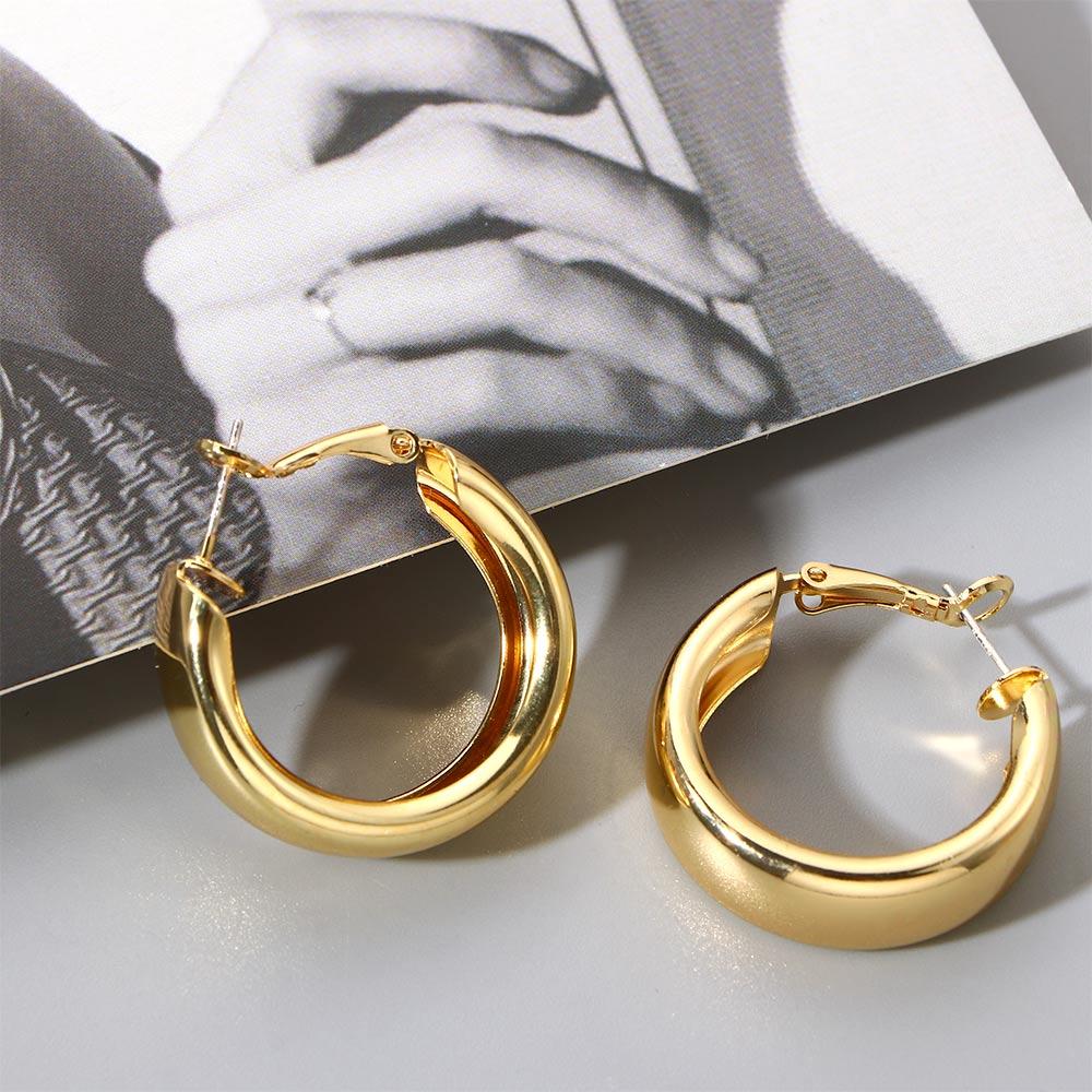 Round Circle Fashion Accessories Wide Tube Drop Earrings Hoop Earrings Dangle Earrings Jewelry