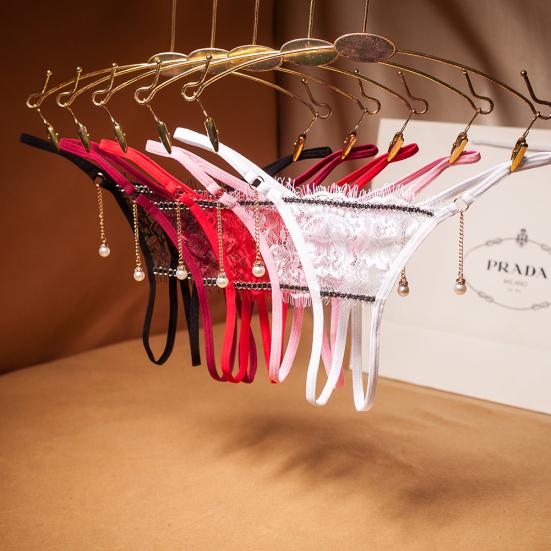 Сексуальные женщины с открытой промежностью, прозрачные кружевные стринги, стринги, нижнее белье из искусственного жемчуга