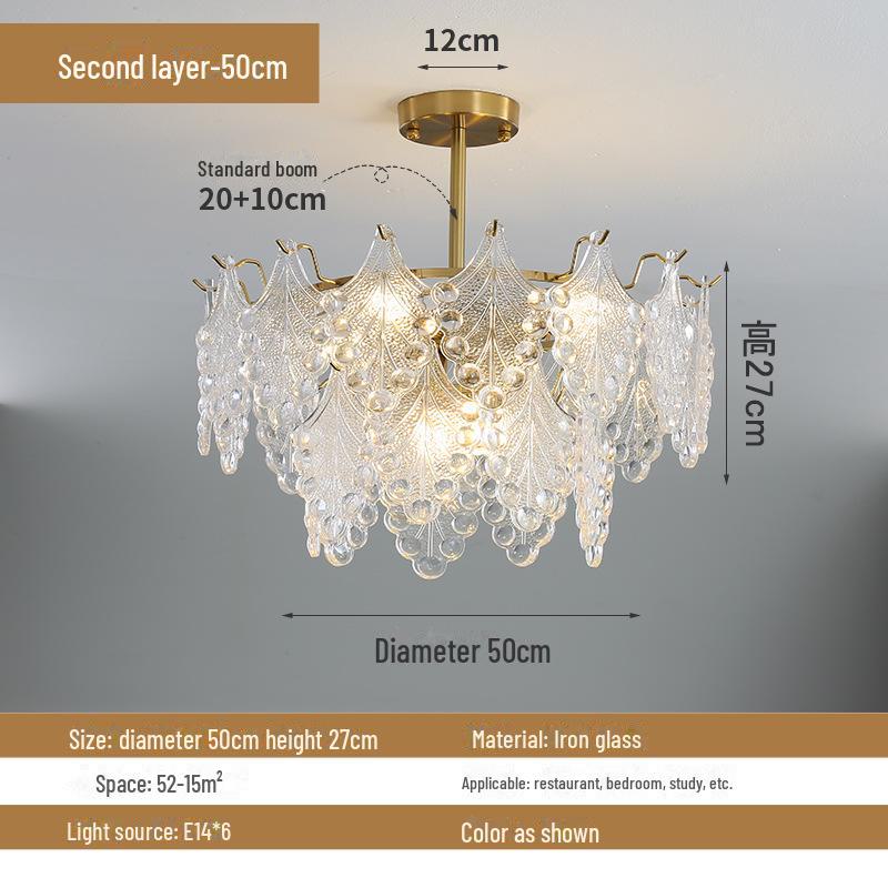 European Style Glass Chandelier for Luxury Living Room or Bedroom Decor